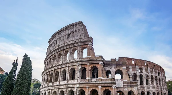 Colosseum at evening. Rome ancient arena of gladiator fights. Rome Colosseum is the best known landmark of Rome and Italy