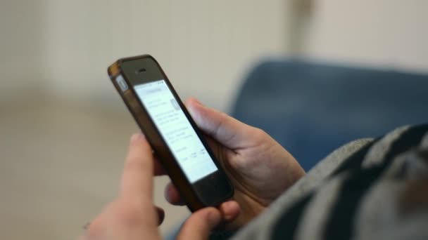 Woman Hands Using Mobile Phone Touchscreen — Stock Video