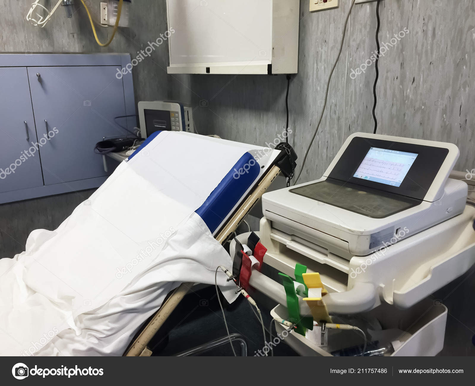 Bed Medical Equipment Public Emergency Room Stock Photo