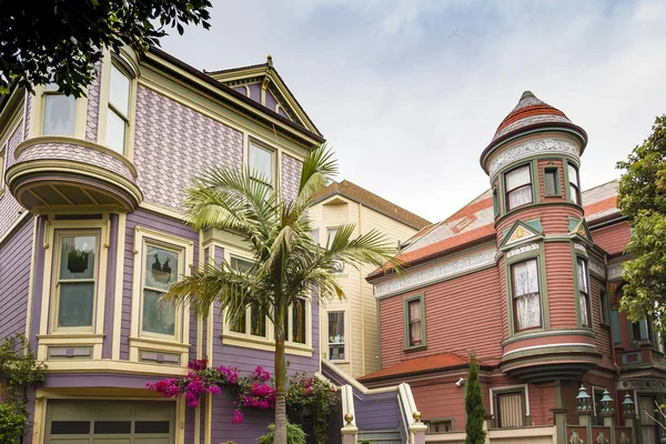 Colorful Traditional Victorian Houses San Francisco — Stock Photo, Image