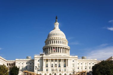 Amerika Birleşik Devletleri Kongre Capitol Hill, Washington DC'deki güneşli bir cephe