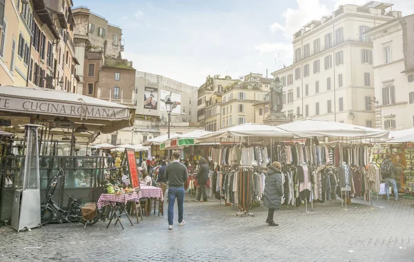 Roma Febbraio 2017 Famoso Mercato Locale Piazza Campo Fiori Roma — Foto Stock