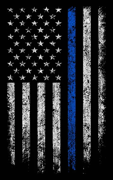 Grunge Amerikai Rendőrség Zászló Vékony Kék Vonal Vektor Design — Stock Vector