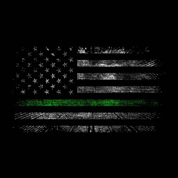 Grunge Usa Thin Green Line Vector Design — Stock Vector