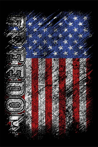 Grunge Usa Flag Freedom Qoute Vector Design — Stock Vector