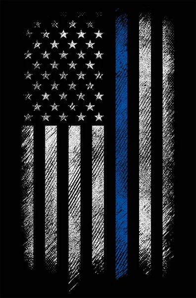 Grunge Amerikai Rendőrség Zászló Vékony Kék Vonal Vektor Design — Stock Vector