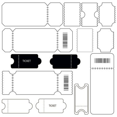Vektör kuponu. Boş bilet şablonu. Konser biletleri, tiyatro biletleri, piyango kuponları ve daha fazlası..