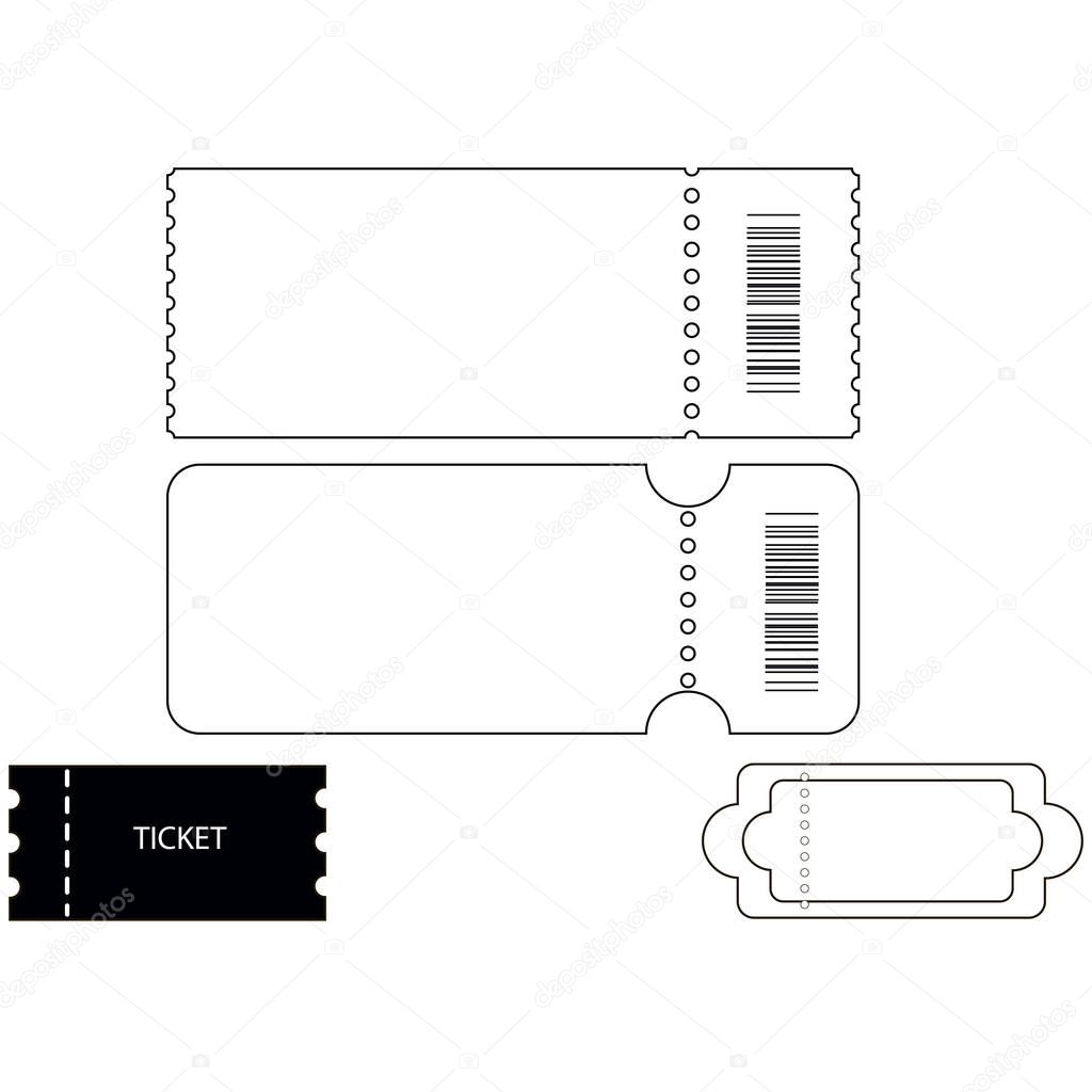 Vector coupon. Empty ticket template. Concert tickets, theater tickets, lottery coupons, and more.