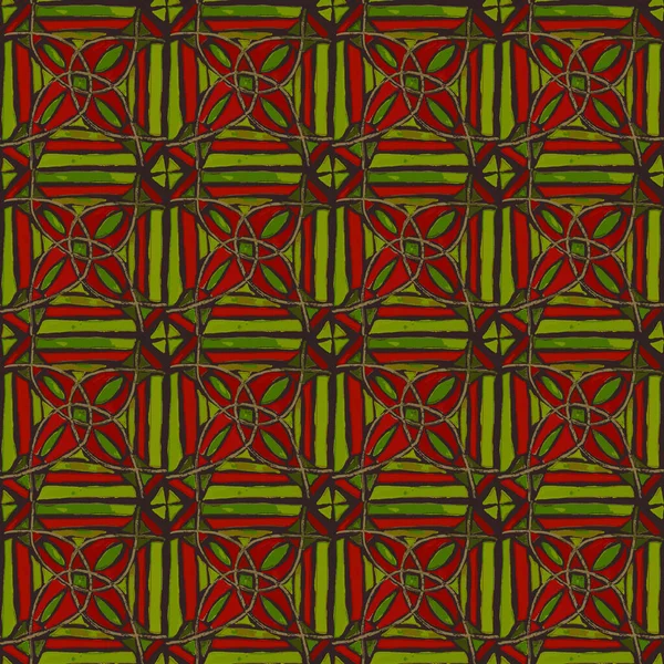 Patrón Mosaico Verde Rojo — Vector de stock
