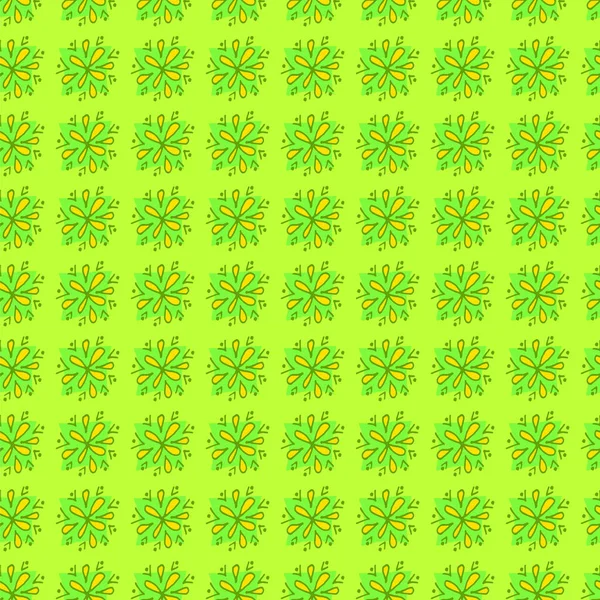 Луг Сладкий Цветочный Узор Зеленый Желтый — стоковый вектор