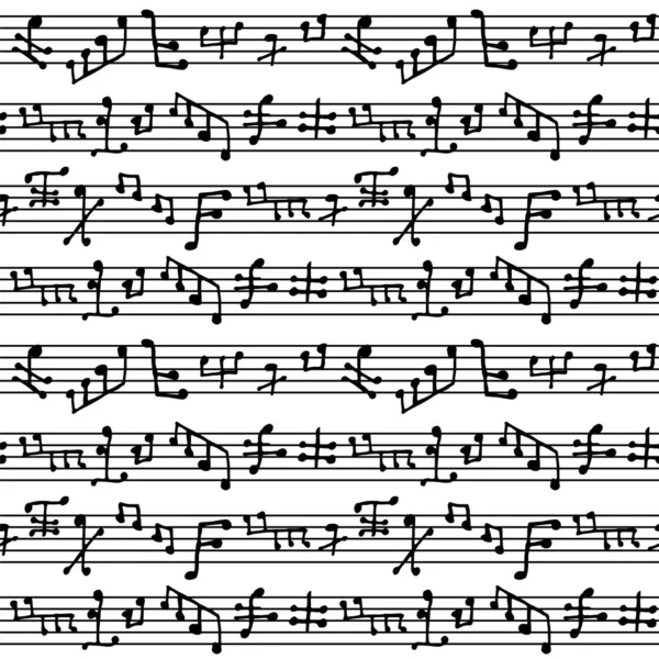 无缝隙图案的奇怪而美妙的乐谱 黑白片音乐 — 图库矢量图片
