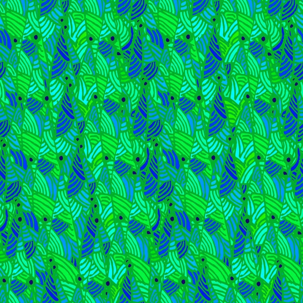 Безморский Узор Моря Спеаров Синем Зеленом Цветах — стоковый вектор