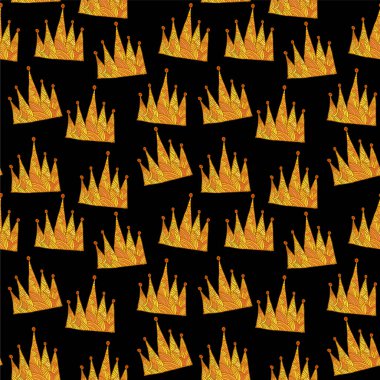 Siyah üzerine kusursuz taç desenleri