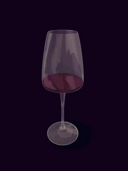 Verre Vin Avec Vin Rouge Est Attiré Par Réalisme Objet — Image vectorielle