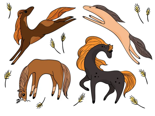 Ilustração do vetor de cavalo. mão desenhada bonito fazenda animal —  Vetores de Stock