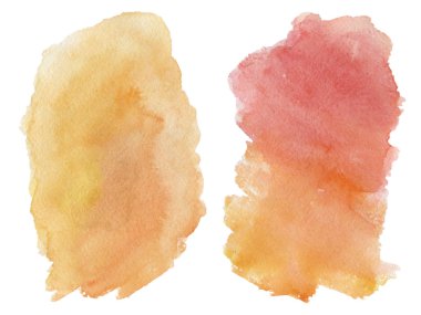 Suluboya leke beyaz arka plan üzerinde izole. Kırmızı ve turuncu degrade.