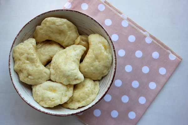 Albóndigas Caseras Con Queso Cottage Tazón Vintage Sobre Fondo Madera — Foto de Stock