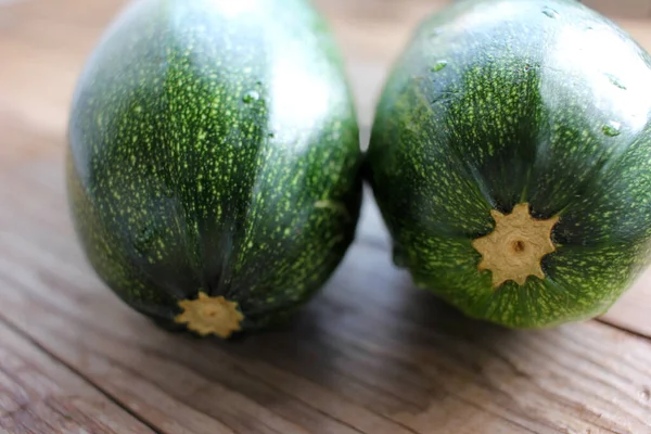 Zucchini Wooden Table Background Close — Stock Photo, Image