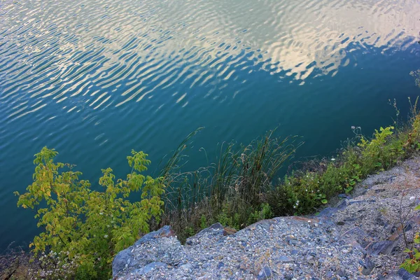 Lac Montagne Été Vue Panoramique Sur Une Ancienne Carrière Granit — Photo