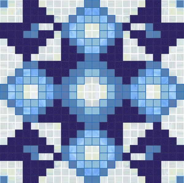 Géométrie Mosaïque Transparente Mosaïque Bleue Blanche — Photo