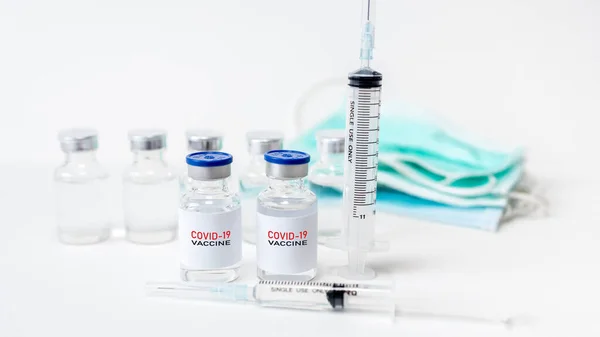 Vaccine and syringe injection. It use for prevention, immunization and treatment from corona virus infection(novel coronavirus disease 2019,COVID-19,nCoV 2019). Medicine infectious concept.