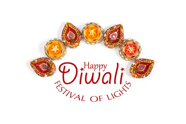 Happy Diwali Clay Diya Λαμπτήρες Άναψε Κατά Διάρκεια Dipavali Ινδουιστικό — Φωτογραφία Αρχείου