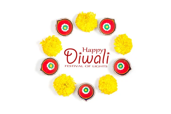 Happy Diwali Klei Diya Lampen Aangestoken Tijdens Dipavali Hindoe Festival — Stockfoto