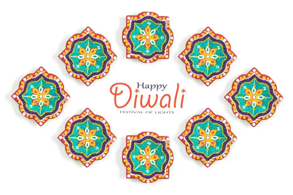 Happy Diwali Klei Diya Lampen Aangestoken Tijdens Dipavali Hindoe Festival — Stockfoto