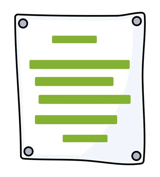 Desenho ícone de desenho animado de papel pregado com informações de texto, lista, anúncio, plano, apresentação —  Vetores de Stock