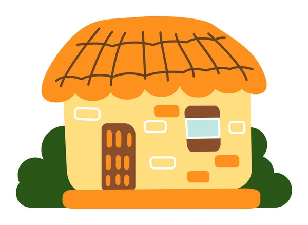 Ferme, maison de chaume, bâtiment traditionnel de l'île de jeju, symbole de village populaire Seongeup — Image vectorielle