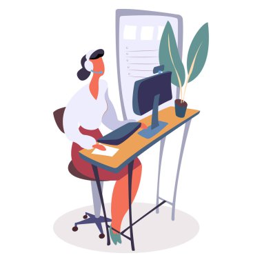 Bilgisayarın yanında Görevli Kadın Çalışıyor