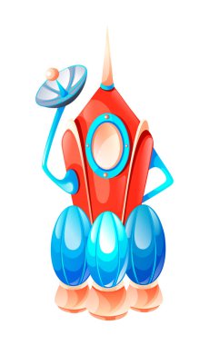 Uzay gemisi roketi, radyo anten çevirisiyle uzay aracı fırlatılıyor, türbin alev motoru