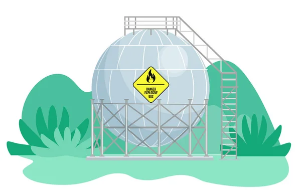 Depósito vectorial de cisterna de gas. Contenedor de icono de propano. Almacenamiento de combustible del contenedor cilíndrico de gas de oxígeno — Vector de stock