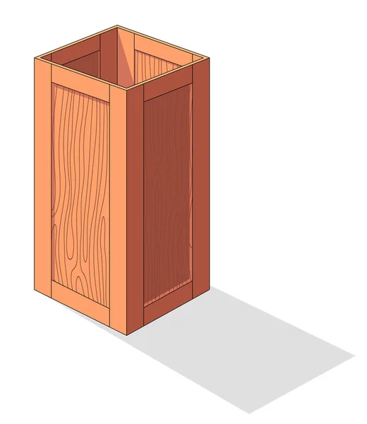 Caja de madera para guardar verduras e ilustración vectorial de frutas aislada sobre fondo blanco — Vector de stock