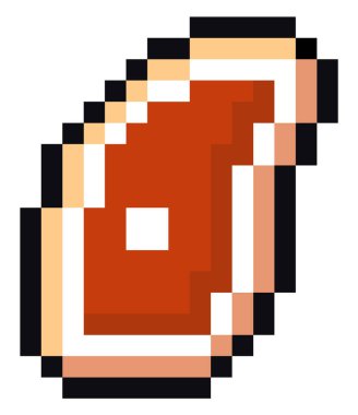 Et pikselini dilimle. Kemiğin üstünde domuz eti. Biftek dilimi. Eski okul oyunları grafikleri