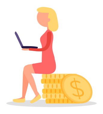 Defterli Kadın Para Paralarının üzerine otur