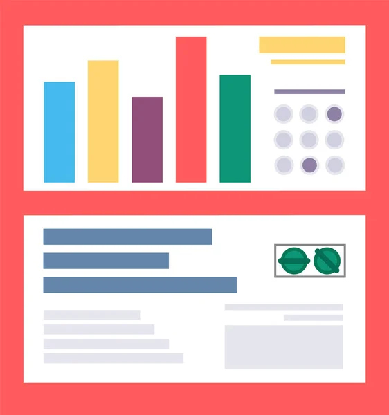 Análisis de datos, diagramas y gráficos a bordo — Archivo Imágenes Vectoriales