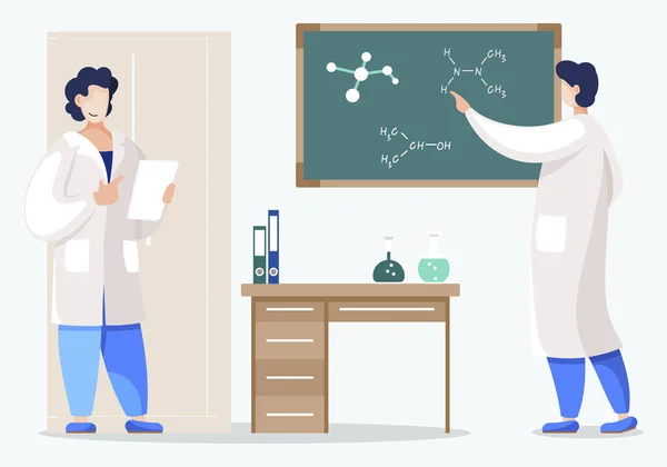 Pessoas que trabalham em laboratório, cientistas em laboratório — Vetor de Stock