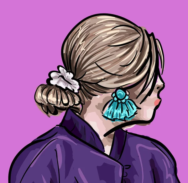 Femme élégante avec coiffure mignonne et accessoires — Image vectorielle