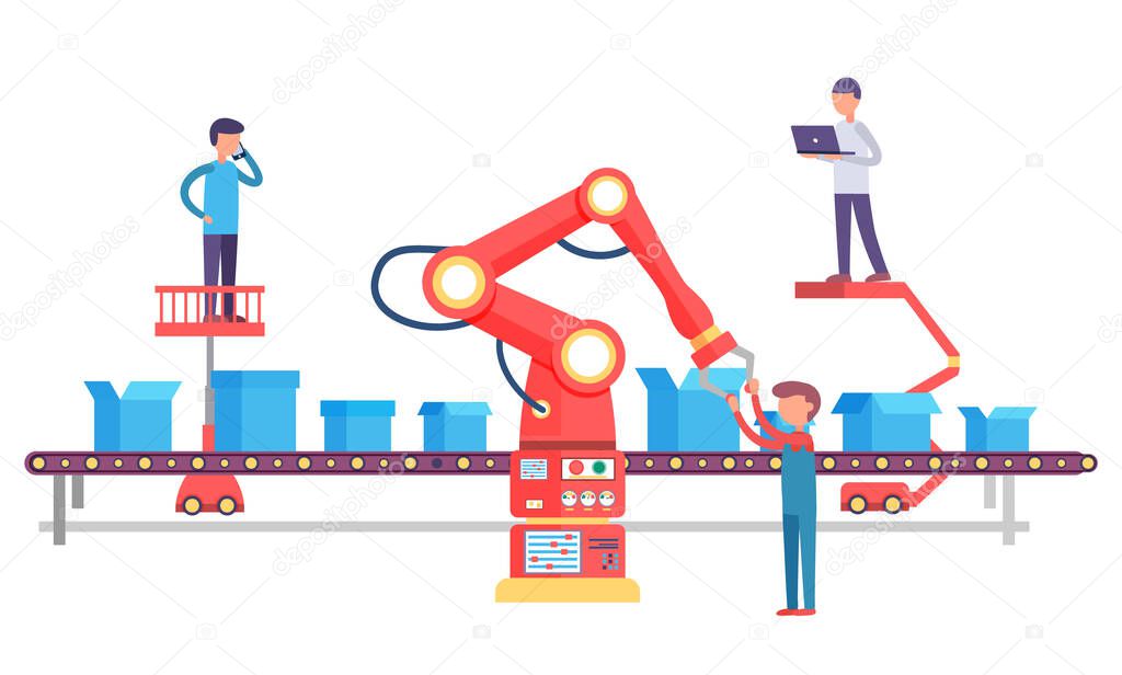 Production business People and Containers Vector