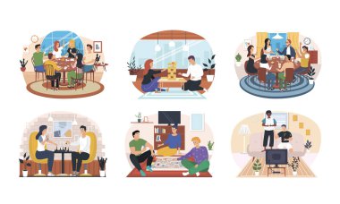 Genç çoklu etnik gruplar ev partisinde eğleniyor ve çoraplarla yerde kart oyunu oynuyorlar.