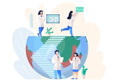 Bilim adamları ekolojiyi tartışıyor. Araştırmadaki kimyasal araştırmacılar. Laboratuvarda bilimsel deney