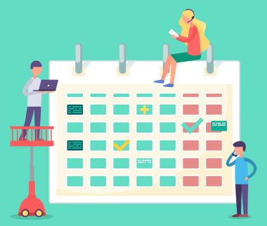 Takvim Yakınındaki İnsanlar Grubu Zamanlama Oluşturuyor