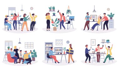 Ofis arkadaşları dinleniyor. İş yerinde ofis eğlencesi. Şirketin çalışanları iş yerinde eğleniyor.