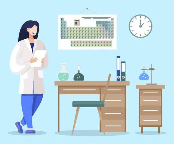 Scientifique Femme en laboratoire, Chimiste en laboratoire — Image vectorielle