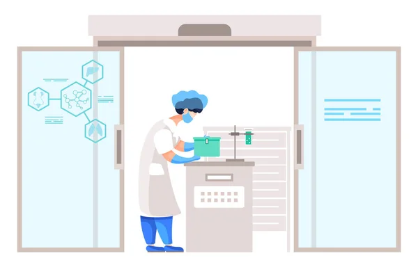 Lab Assistant Working in Laboratory of Hospital — Stock Vector