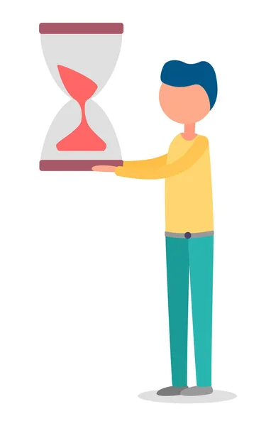 Hourglass in man Hands Time Management in Business — Stock Vector