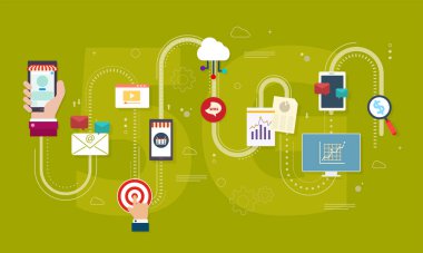 Modern 5G teknoloji konsepti iletişimi ve dijital bir toplumda ağ oluşturma. vektör, illüstratör