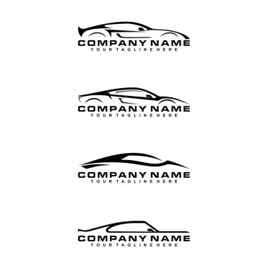 Vector illustration of sports car with a company name and tagline for a company clipart