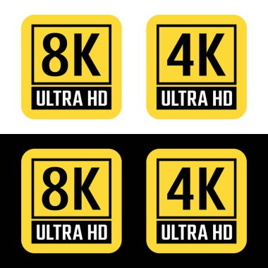 8k ve 4k ultra hd sarı ve siyah renkler. Vektör.